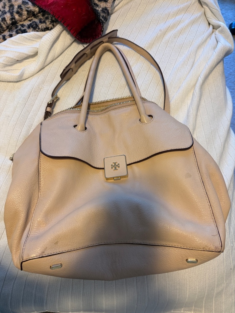 Tory Burch Blush Leather Top-Handle Shoulder Bag